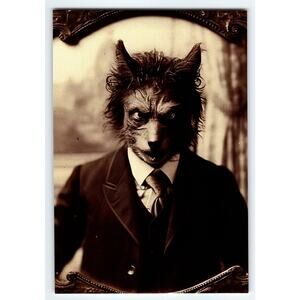 4x6 Halloween Werewolf Costume Glossy Photo Vintage Style Portrait